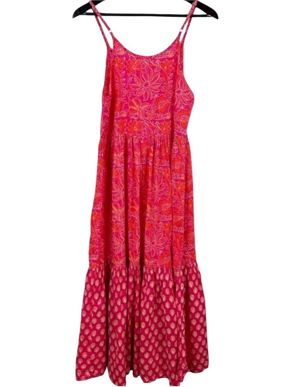 Jaipur Morni Floral Maxi Dress Size Medium Pink Sleeveless